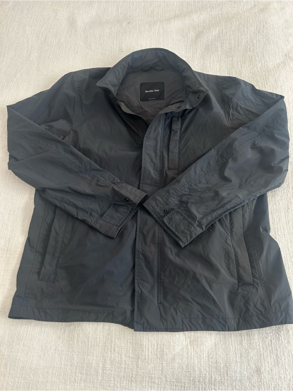 Massimo Dutti Men’s L Dark Gray Utility Jacket With Hood Quiet Luxury Minimalist